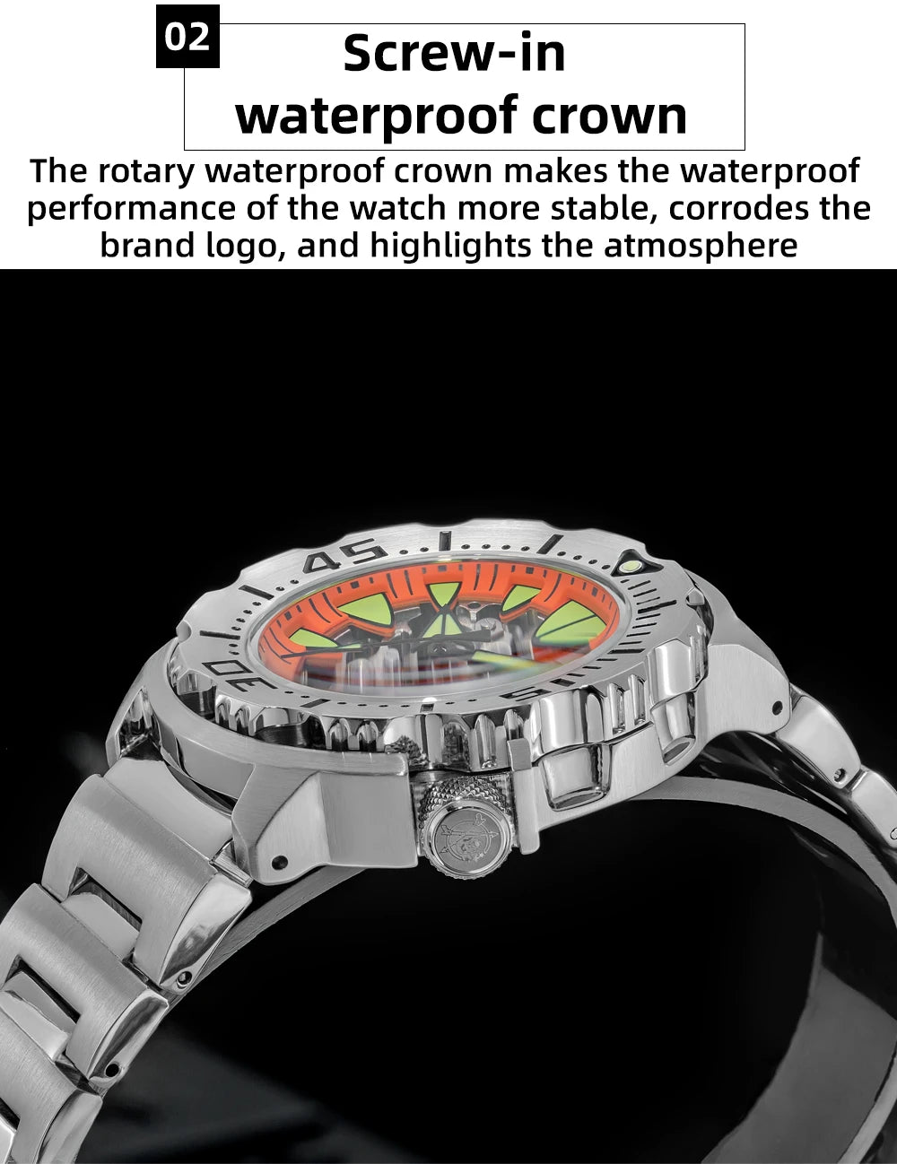 ADDIESDIVE  Luxury Automatic Watches for Men Sapphire 8N24 Stainless Steel Skeleton Luminous 20Bar Waterproof Gift Box Watch