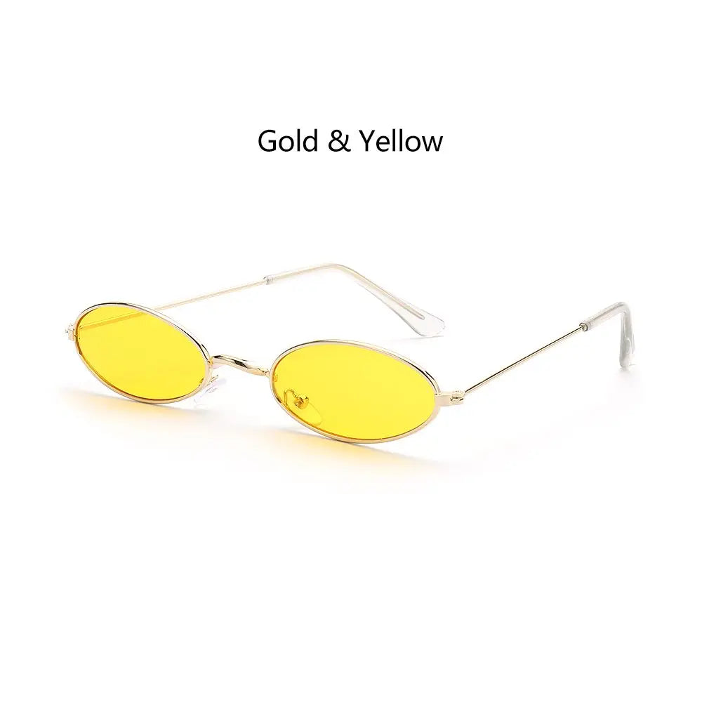 Women Female Oval Sunglasses Eyewear Driver Goggles Gold Small Retro Vintage Sexy Round Sunglasses Frame Cycling Accessories