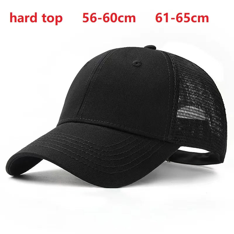 Unisex Quick Dry Big Head Mesh Baseball Cap Adjustable plus Size Summer Snapback Hat Comfortable Breathable 56-65cm