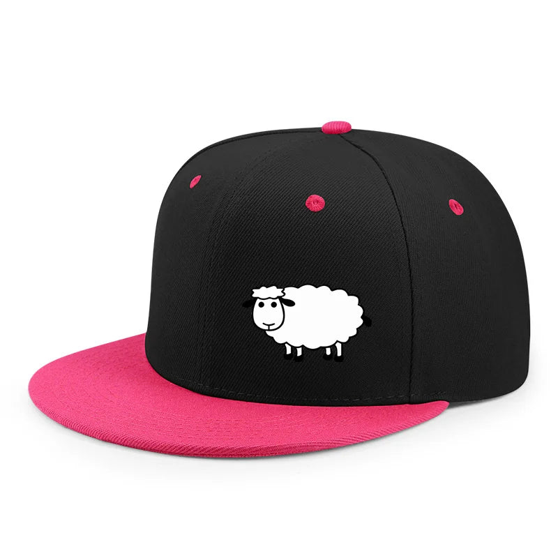 Unisex Adjustable Baseball Cap - Street Style Flat Brimmed Sheep Pattern Hat Casual Versatile And Personalized Hat