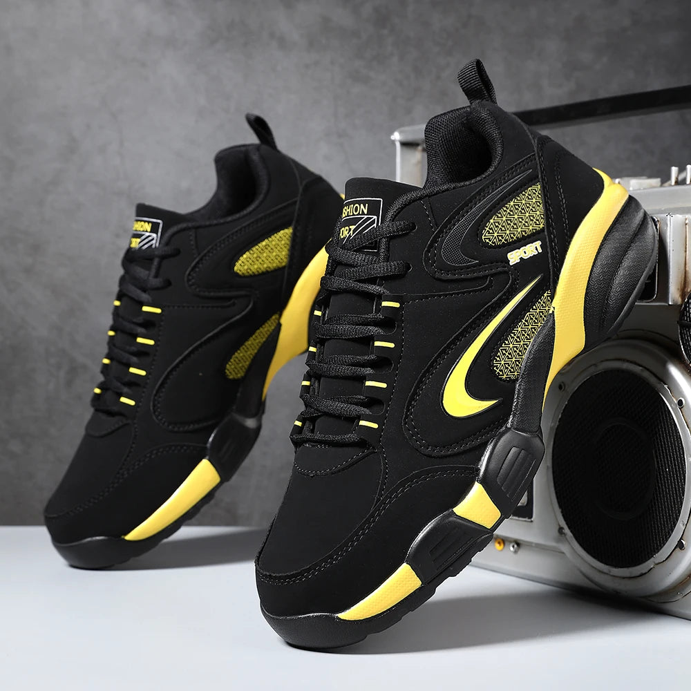 Zapatillas deportivas modernas de talla grande para hombre con bloques de color, cómodas, antideslizantes, con cordones, casuales y resistentes para actividades al aire libre masculinas