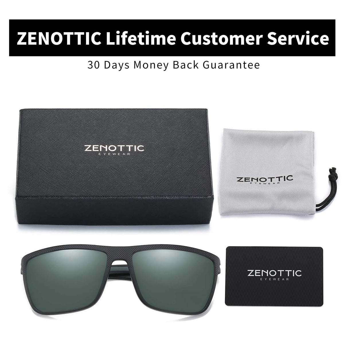 ZENOTTIC Polarized Sunglasses for Men Shades Lightweight TR90 Frame UV400 Protection Square Outdoor Trave Driving Sun Glasses