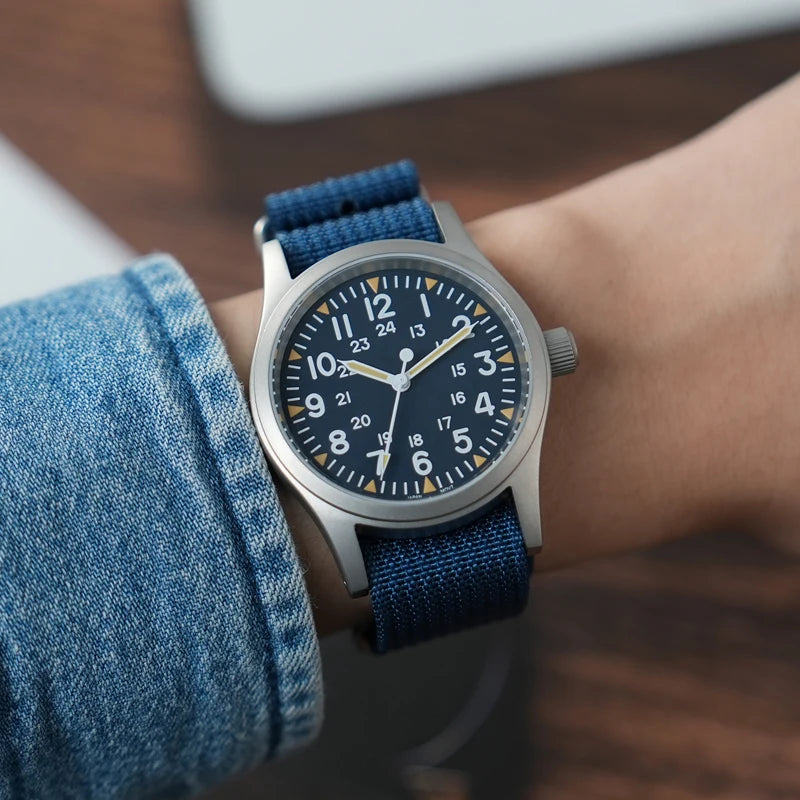 Militado ML05 38mm Men Watch VH31 Quartz Military Watches Domed Sapphire AR Coating 100m Waterproof Stainless Steel Wristwatch