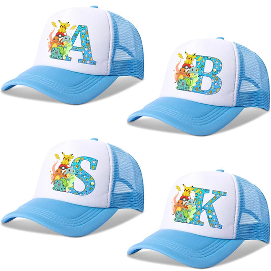 Anime Pokemons Parent-child Baseball Cap Pikachu Cartoon Letter Printed Flat Caps Men Women Kids Summer Breathable Hip Hop Hats