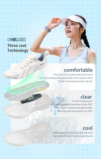 ONEMIX Women's Black Breathable Running Sneakers 2024 Designer Edition, Free Shipping, Pink Fashion Damping Sports Shoes