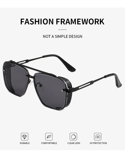 2025 Steampunk Sunglasses For Men Retro Square Punk Sunglasses Women Trendy Luxury Fashion Glasses Gafas De Sol Hombre Zonnebril