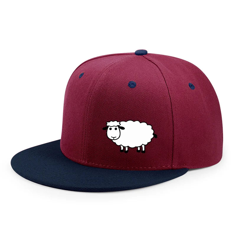 Unisex Adjustable Baseball Cap - Street Style Flat Brimmed Sheep Pattern Hat Casual Versatile And Personalized Hat