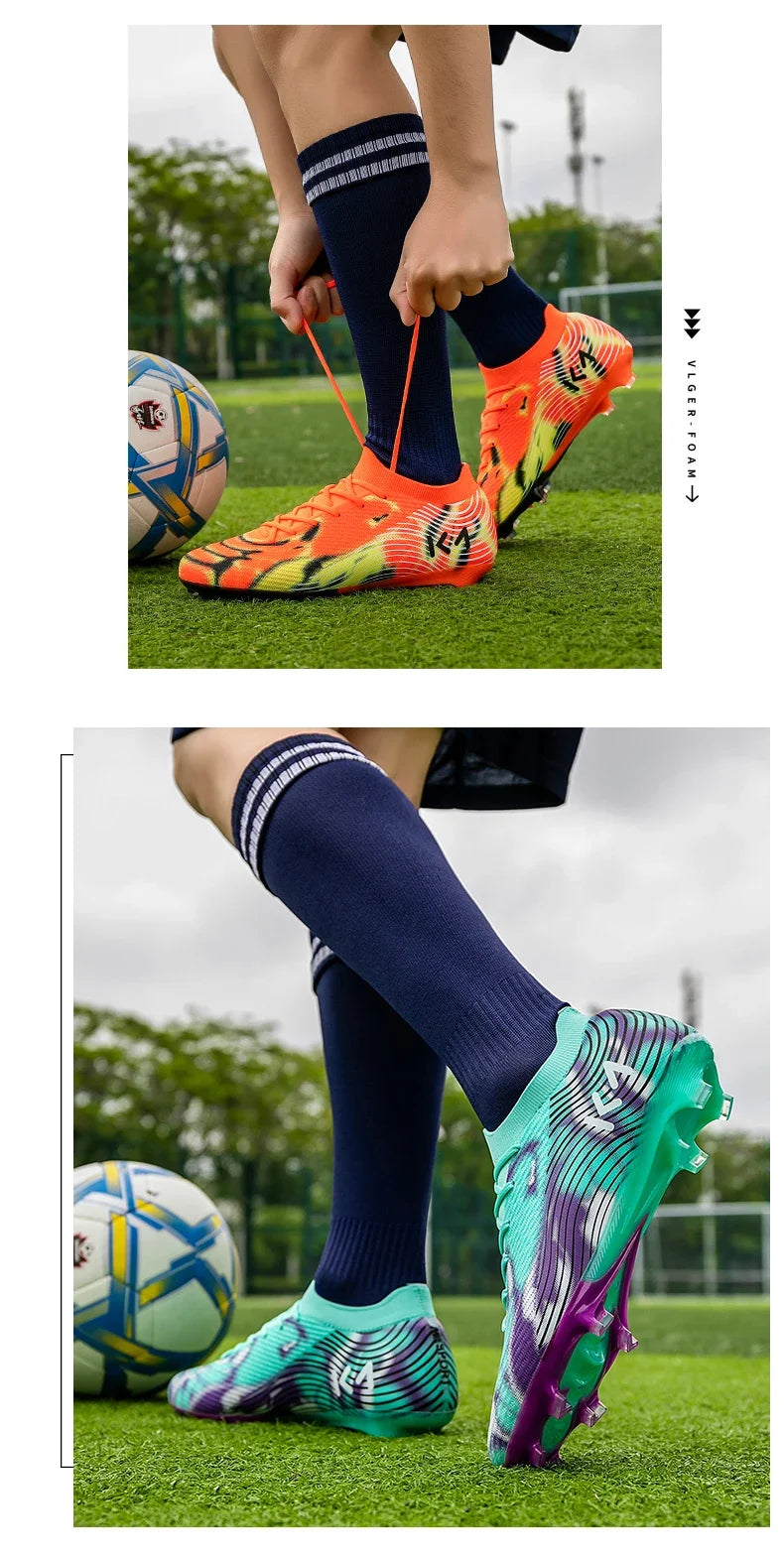 Nuove scarpe da calcio da uomo per partita outdoor, sneakers con tacchetti per erba, scarpe da football bestseller antiscivolo per ragazzi, alta qualità, alte e leggere