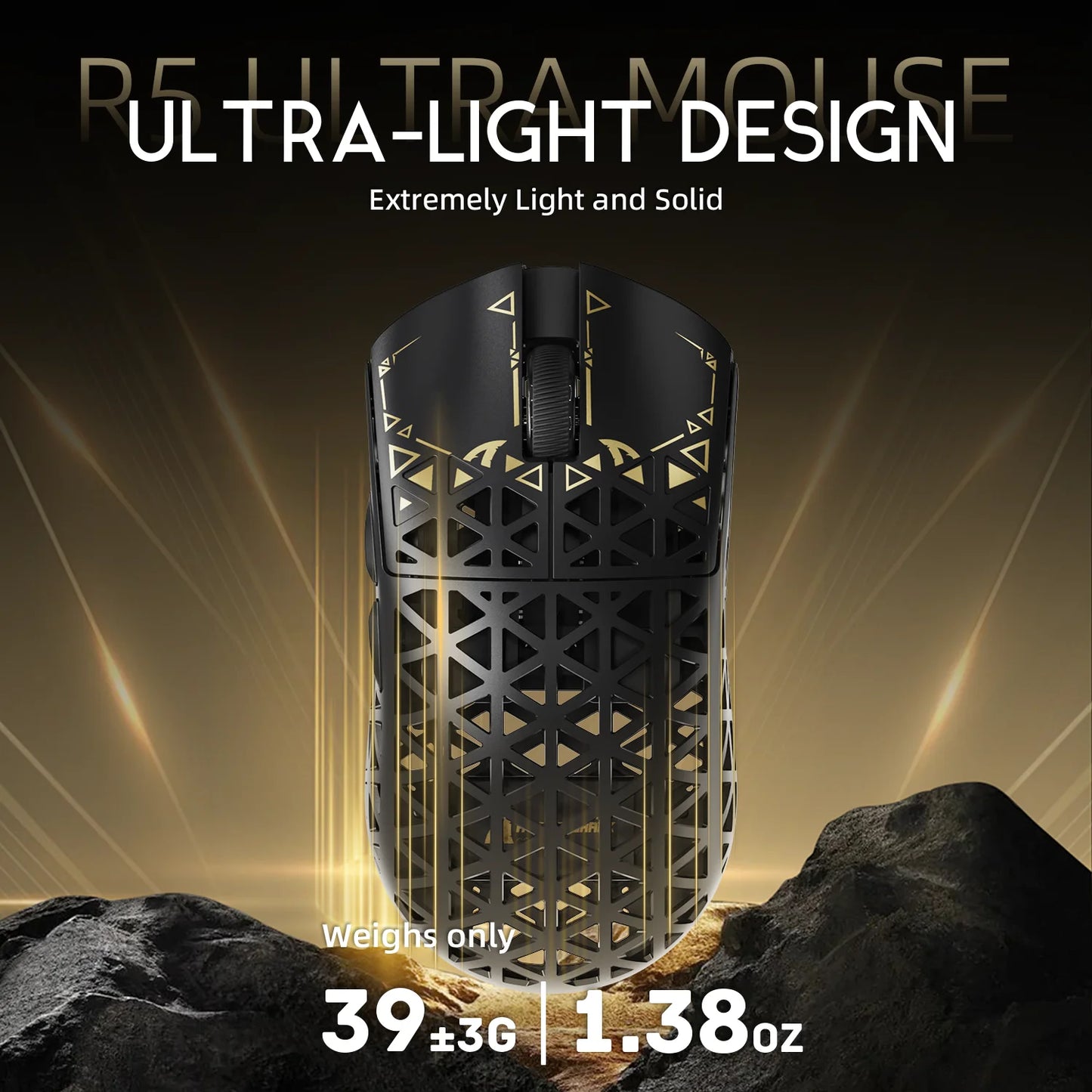 ATTACK SHARK R5Ultra Carbon Fiber Wireless 8K PAW3950MAX Gaming Mouse with 8K Coiled Cable,