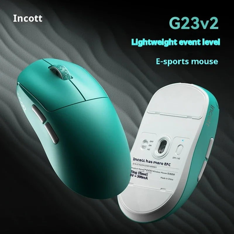 Incott G23 V2 E-sports Mouse 47g Lightweight PAW3395 Wireless 3-mode 8000Hz Polling Rate Ultra Low Latency Game Mice Custom Gift