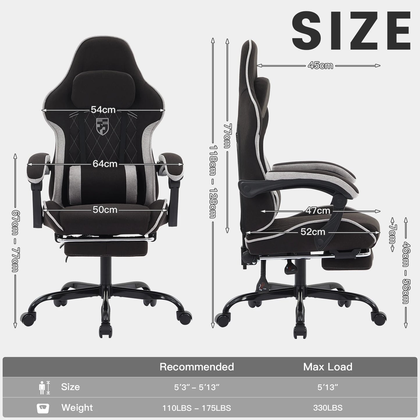 Gaming Chair with Footrest Gamer Chairs Ergonomic with Lumbar Cushion Headrest Gaming Chair Height Adjustable Computer Chair