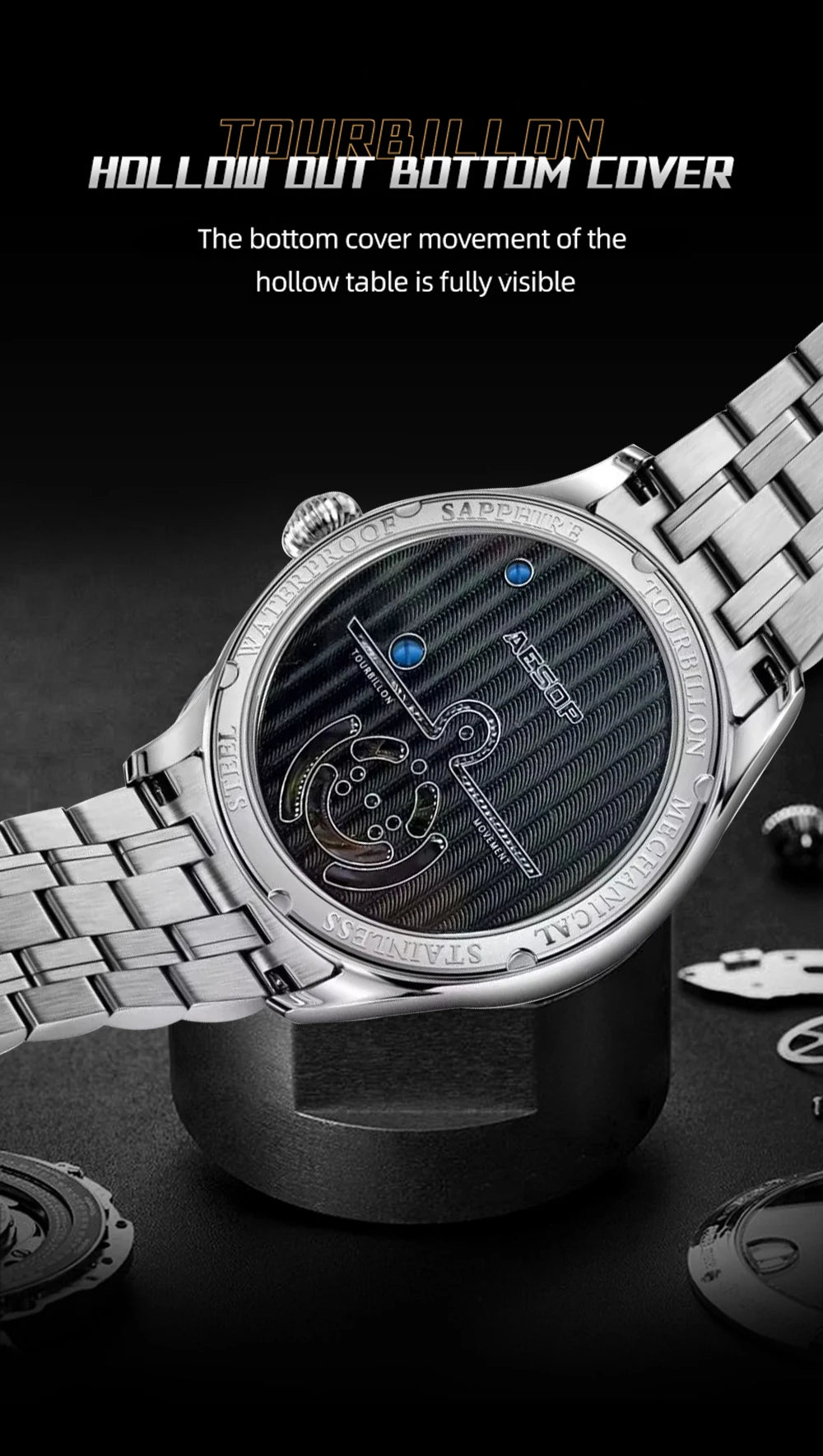AESOP Official Watch Store Flying Tourbillon Movement Mechanical Wristwatches Skeleton Watches for Menes Luxury Waterproof 2025A