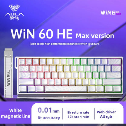 AULA WIN60 HE MAX E-Sports Keyboard 8K Polling Magnetic Swaps 0% Dead Zone RGB Unlock Dominance with This Hot Swappable Beast