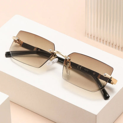 Vintage Rectangle Sunglasses Men New Rimless Fashion Beach Shades Women Trendy Luxury Brand Design Casual Anti-UV Sun Glasses