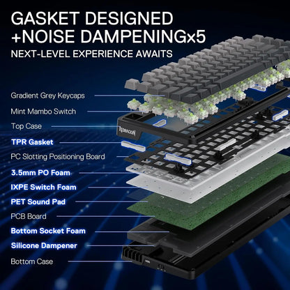 Redragon K673 GB 75% Wireless Gasket RGB 3-Modes 81 Keys Gaming Mechanical Hot-Swap Socket Keyboard