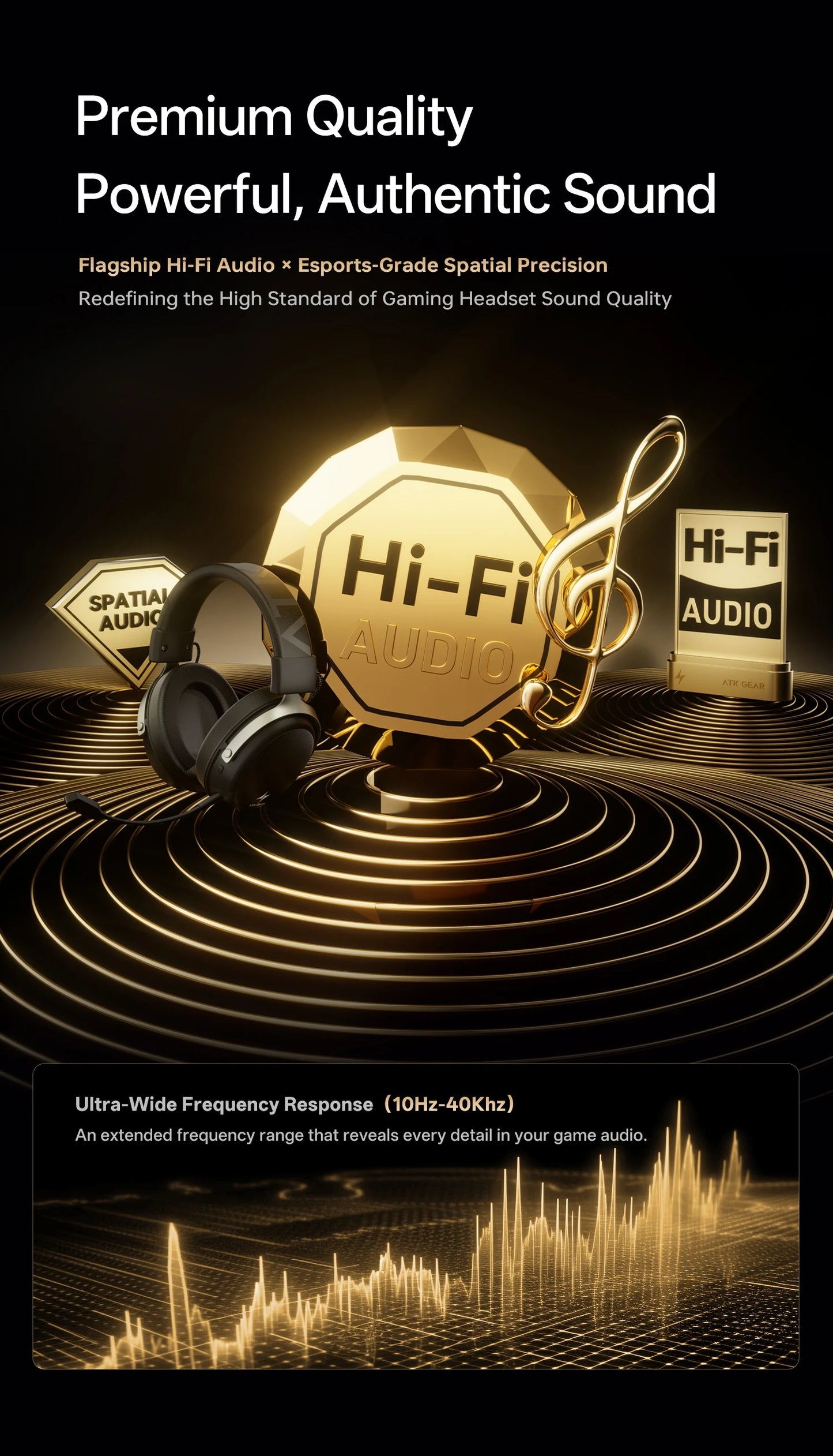 ATK Neptune N9 eSports Gaming Wireless Headset Four Modes Head Mounted Noise Cancelling Microphone Low Latency Gaming Headphones