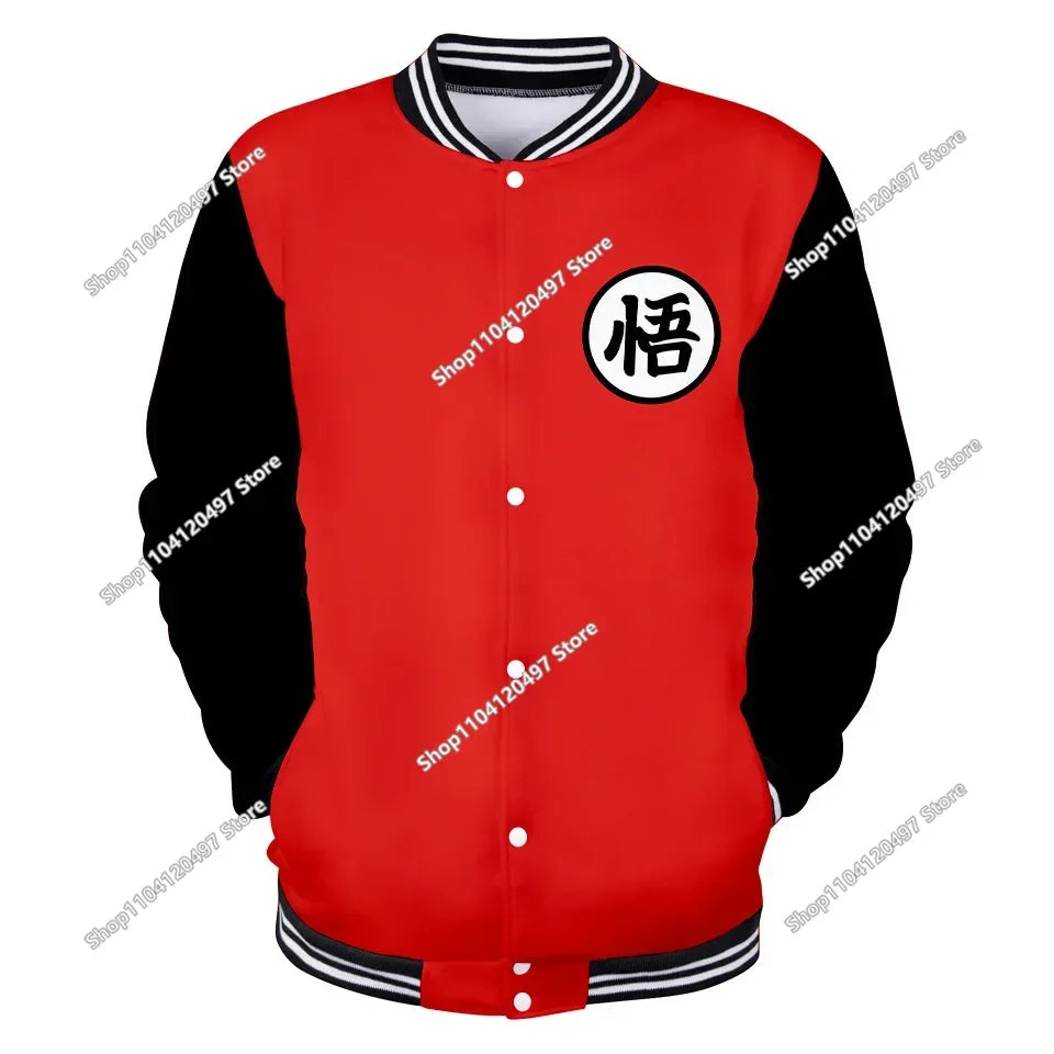 New Japanese Anime Dragon Ball Z Varsity Jacket Autumn Casual Sweatshirt Hoodie Coat Jacket Brand Baseball Jacket