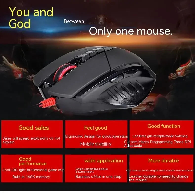 Bloody V7M Wired Mouse RGB Lightweight Ergonomics Design 4000dpi PC Office E-sports Gaming Macro Programming Mouse for CF LOL CS