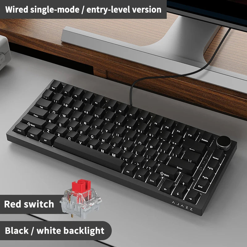 AJAZZ AK820 / AK820Pro Gaming Mechanical Keyboard 75% 82 Keys Wired Single Mode/Bluetooth Wireless Gamer Keyboard for Laptop PC