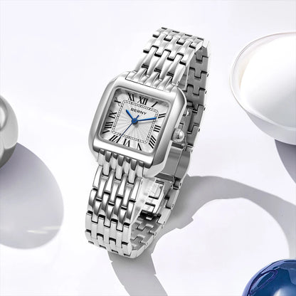 BERNY Luxury Brand Women's Watch New In High Quality S/S Square Ladies Quartz Watches Fashion Elegant Business Wristwatch
