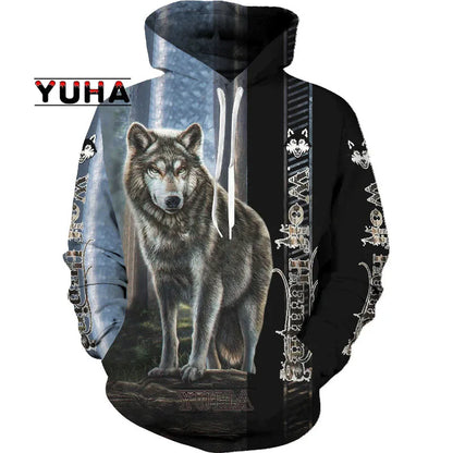 Wolf 3d Printed Hoodies Unisex Cool  Pullover Animal Graphic Sweatshirt Men’s Street Wear
