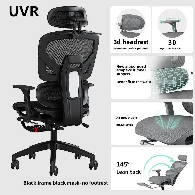 UVR Office Chair Sedentary Comfortable Reclining Stool Ergonomic Design Armchair Swivel Adjustable Computer Gaming Chair