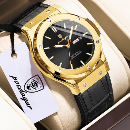 POEDAGAR herenhorloge – Origineel model, zakelijke stijl, waterdicht, siliconen band, datum- en dagweergave, quartz uurwerk, trendy luxe horloge.
