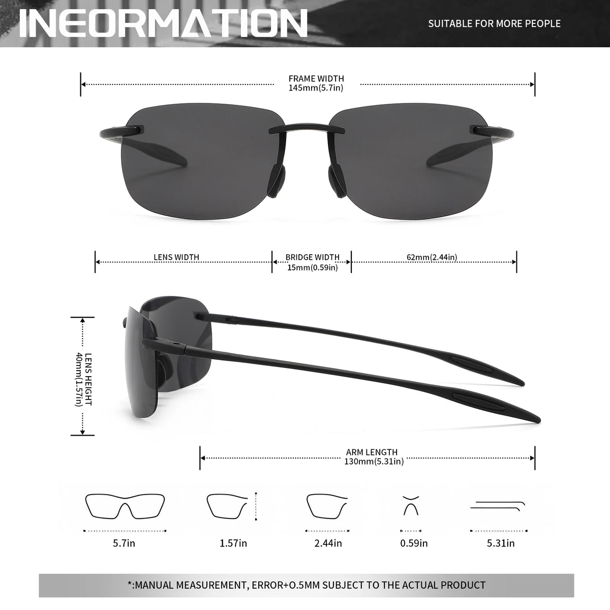 4PCS Ultra Light 11g TR90 Frameless Polarized Aviator Sunglasses - Flexible & Comfort Fit Unisex for Driving, Fishing, Outdoor