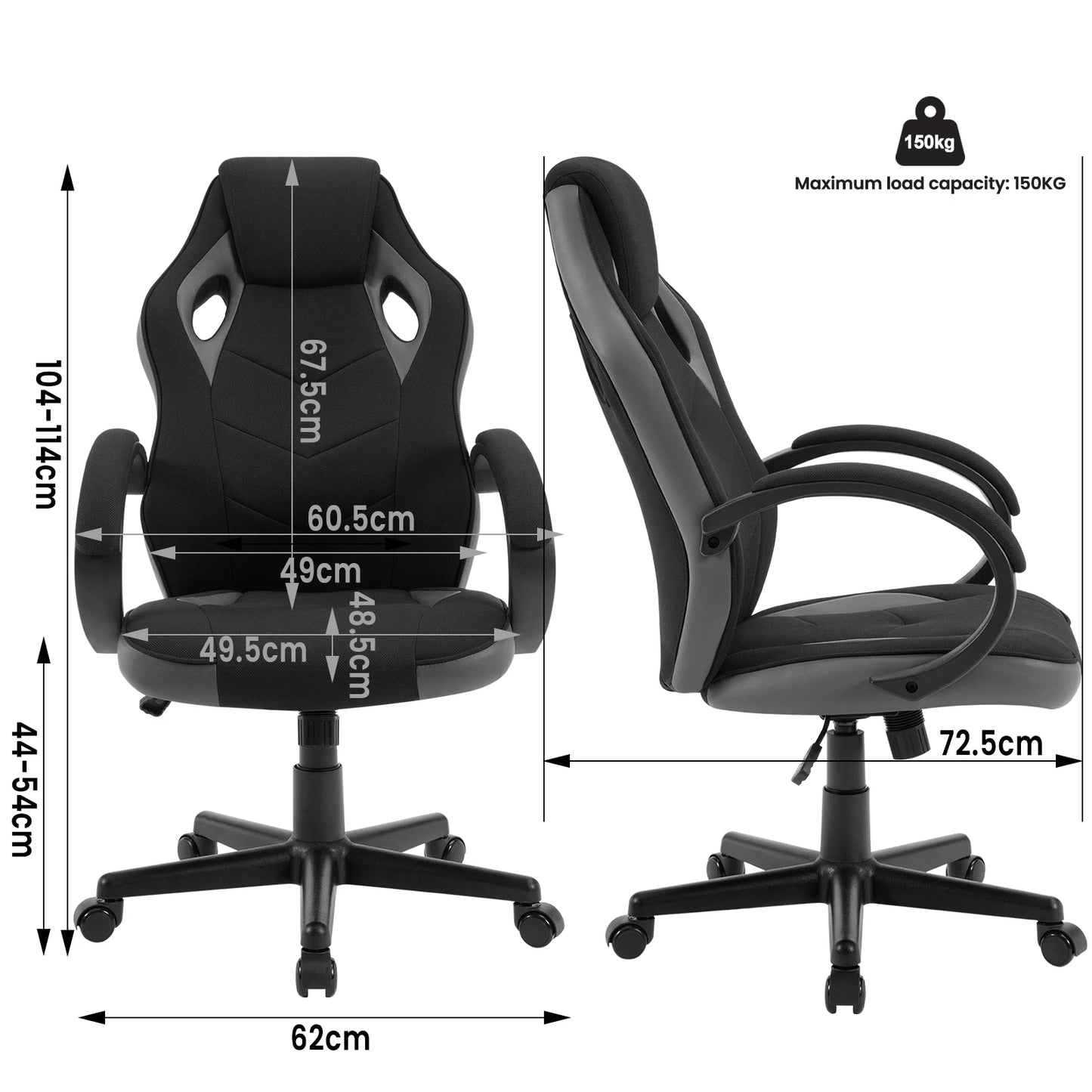 WOLTU Gaming Chair Gamer Armchair Office Computer Chair Ergonomic Design Fabric 360° Swivel Chair Adjustable Height High Back