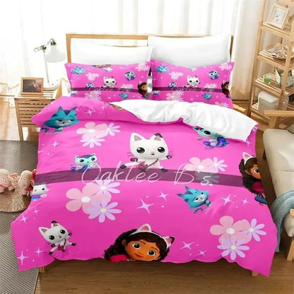 Gabby's Dollhouse 3D Printed Duvet Case Pillowcase Bedding Set Twin Full King for Kids Adults Bedroom