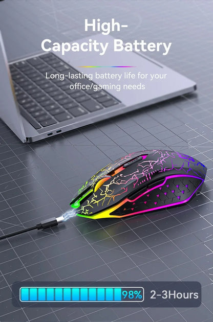 RGB Gaming Mouse 2.4G Wireless Mouse Bluetooth Mouse 1600DPI 6 Mute Buttons Mice Ergonomic Dual-Mode Office Mice For MacBook PC