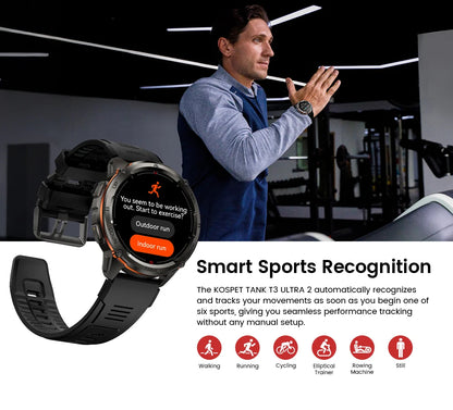 KOSPET TANK T3 Ultra 2 Smart Watch For Men GPS Stainless Steel Smartwatch 50M Waterproof IP69K Health Monitor for Android iOS