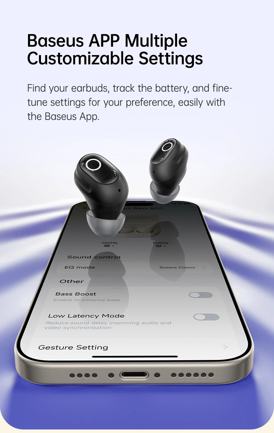 Baseus Bass BD1 Wireless Earphones Bluetooth 5.4 Mini Bean Earbuds 38H Playtime IP55 Waterproof Sports Headphones