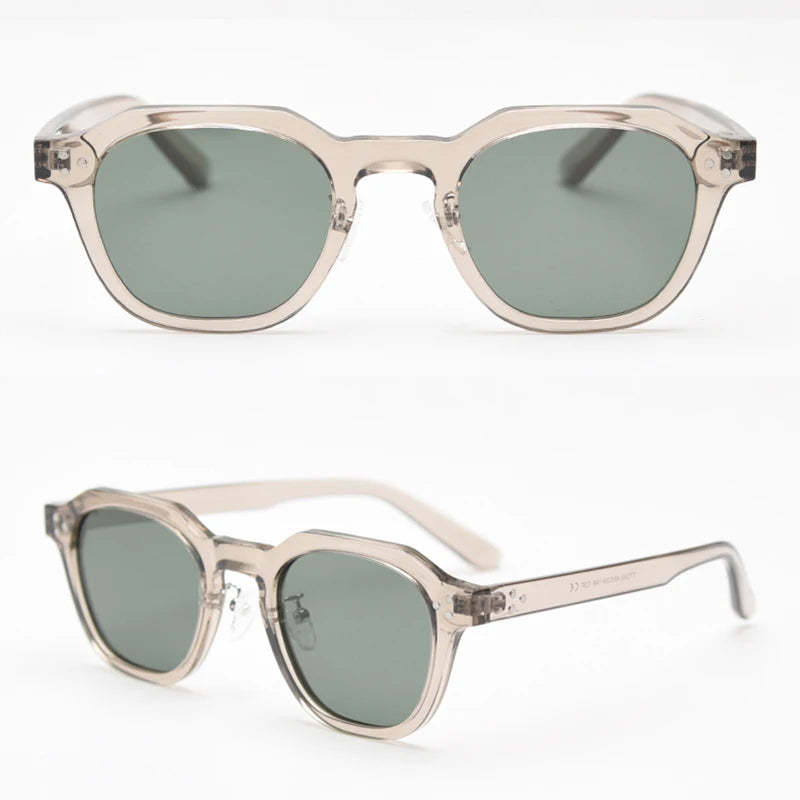 Peekaboo korean style retro sun glasses for women TR90 frame polygon polarized sunglasses uv400 male green brown 2023 summer