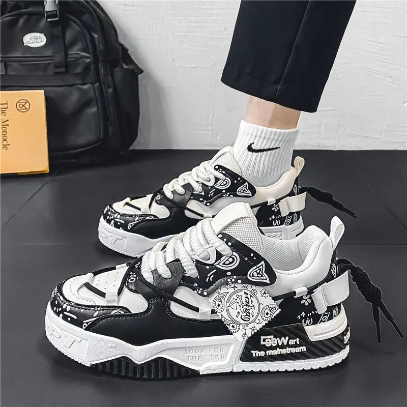 Fashion Skate Shoes Men's Sneakers Breathable Running Shoes Outdoor Mesh Casual Shoes Men's Lace-Up Vulcanized Shoes Zapatillas