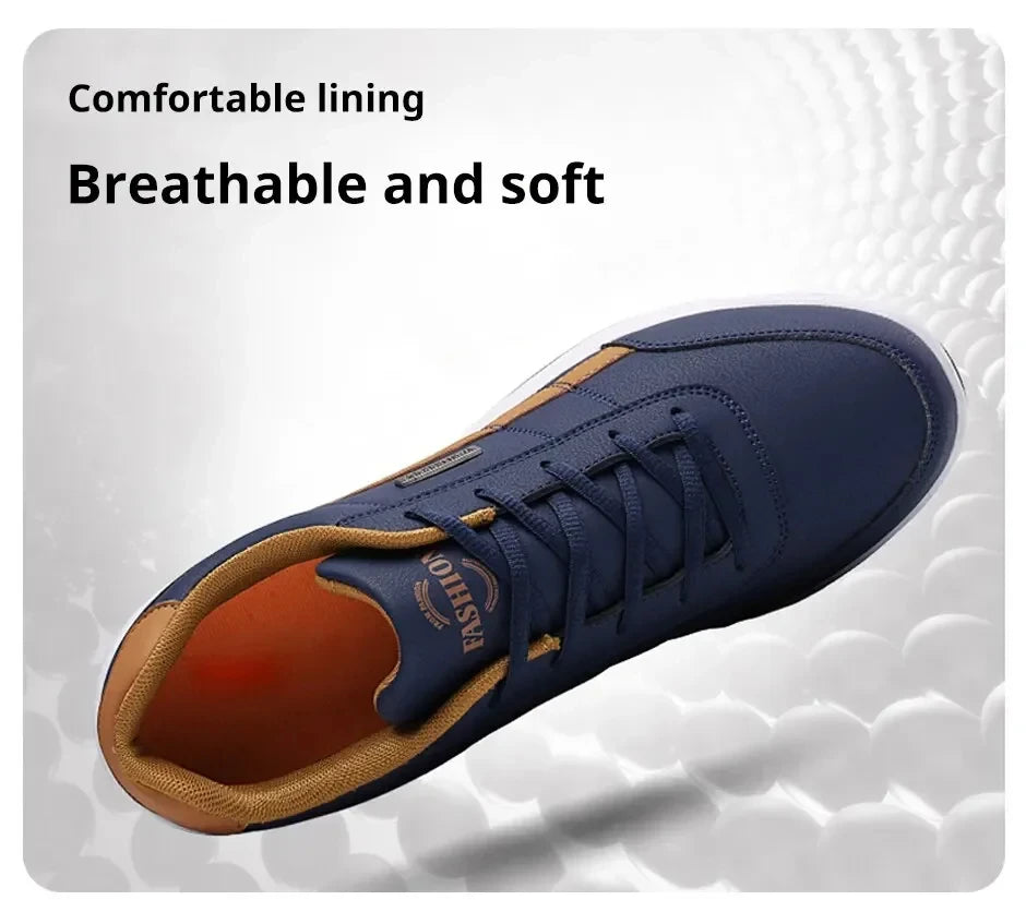 Leather Sneakers for Men, Casual Shoes, Soft Sole, Outdoor Walking Shoes, Sports, Four Seasons