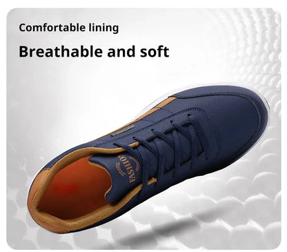 Leather Sneakers for Men, Casual Shoes, Soft Sole, Outdoor Walking Shoes, Sports, Four Seasons