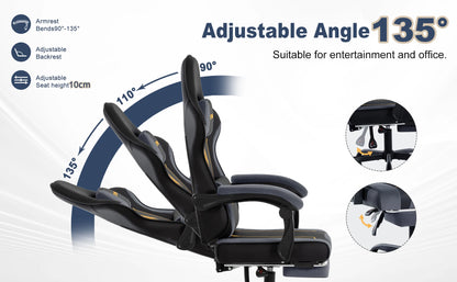 SYMINO Latex Cushion Ergonomic Gaming Chair – Racing Style, Adjustable with Footrest, 130kg Capacity
