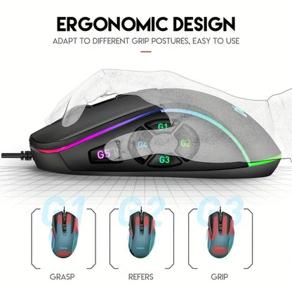 10 key macro programming custom RGB game wired mouse laptop desktop computer wired mouse external