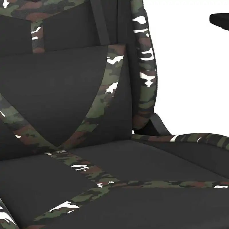 Gaming Chair Massage Footrest Black & Camouflage 67X64X116-127 cm in Imitation Leather, 360 Adjustable Reclining Seat ° Load Capacity 110 kg