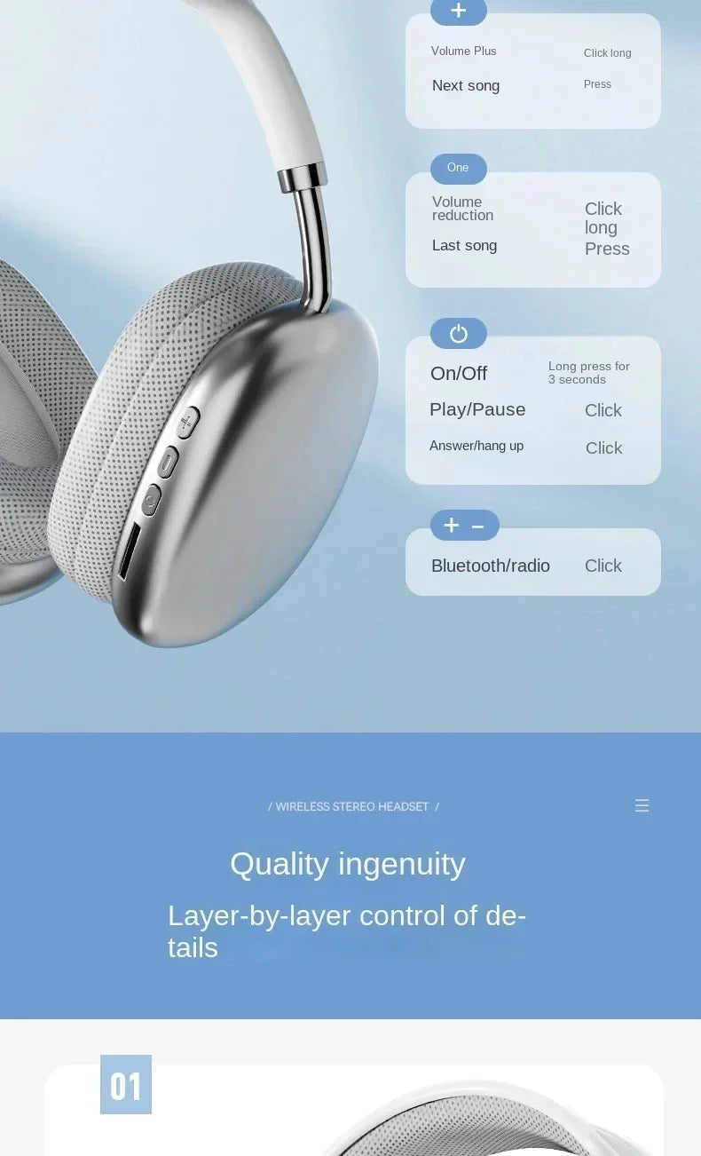 2025 New Air Max P9 TWS Wireless Bluetooth 5.1 Headphones With Mic Pods Sports Gaming Earphones For Xiaomi IPhone Apple PC