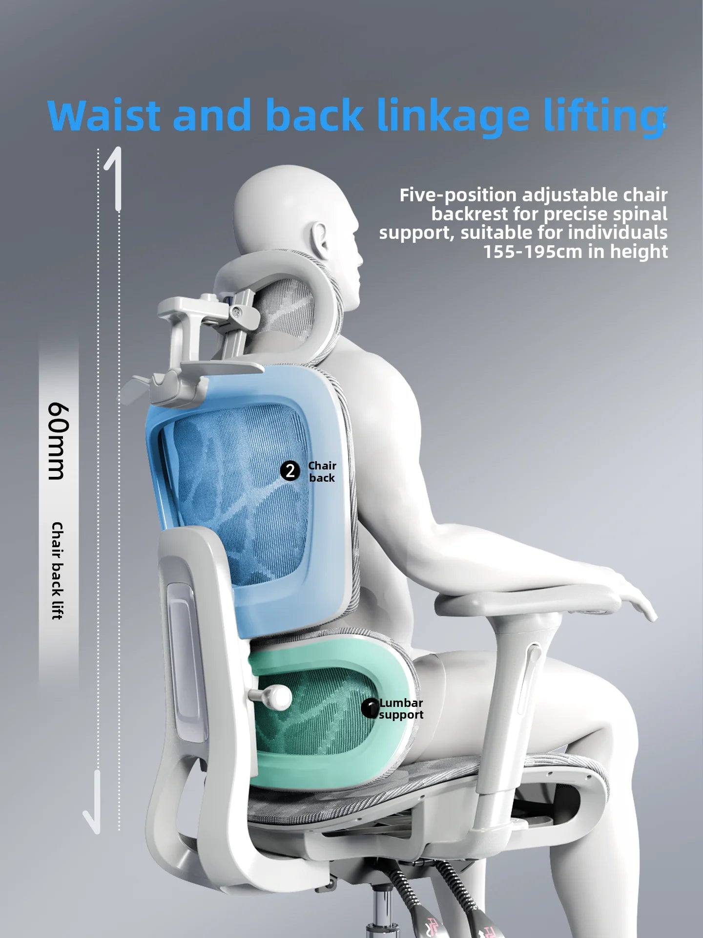 Ergonomic Office Chair Comfortable  Long Sitting Home Gaming Computer Recliner Nap Chair Adjustable Height Lumbar Support Swivel