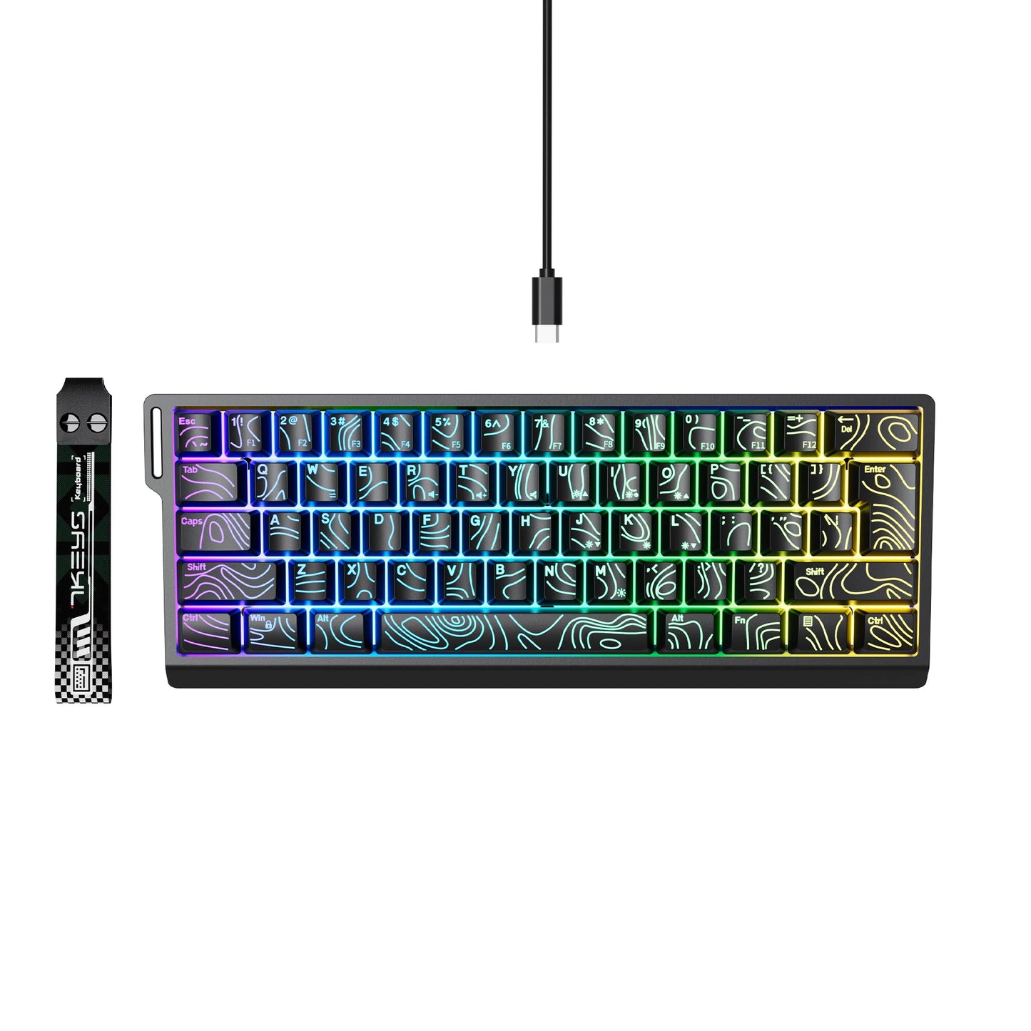 60% compact wired keyboard with RGB backlighting and gradient keycaps are suitable for Windows tablets, laptops and gamers.