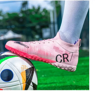 Kinder-Fußballschuhe mit Zehenschutz, Schnürverschluss, kurzen rutschfesten Stollen, strapazierfähig und atmungsaktiv, für Outdoor-Spiele auf Rasen