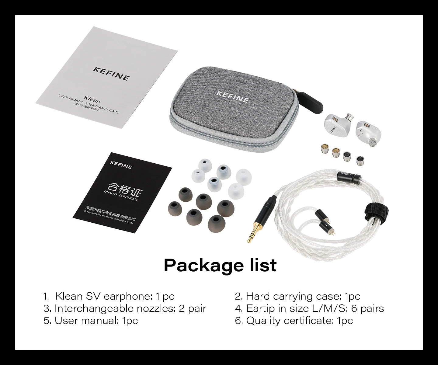 Angelears Kefine Klean SV 10mm DLC Diaphragm Dynamic Driver IEMs Hi-Fi In-ear Earphone with Nozzles and SPC Cable
