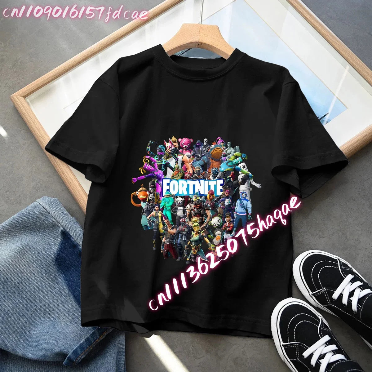 Fortnites Kids Black Cotton T-Shirt Fortress Night Baby Short Sleeve Tees Shirt Cartoon Boy Girl Summer Clothes Kawaii Tops Gift