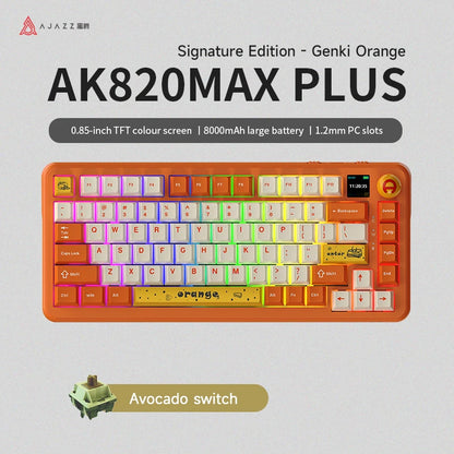 AJAZZ AK820 MAX PLUS Tri-mode TFT Screen Gaming Keyboard 8000mAH dual system hot swap FR4/PC Plate Volume Knob