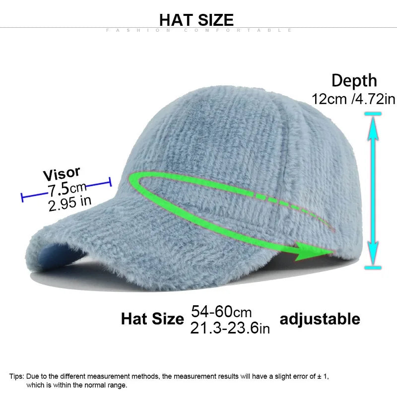 Autumn Winter Baseball Cap Women Artificial Lamb Wool Hats Keep Warm Cap Plush Baseball Caps Spring Baseball Cap Solid Sunshade