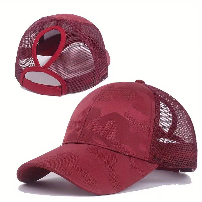 Baseballkasketter til kvinder med hestehale, forår/sommer, solhat i netstof, løbekasket med snapback, justerbar til kvinder og piger, udendørs kasketter med skygge