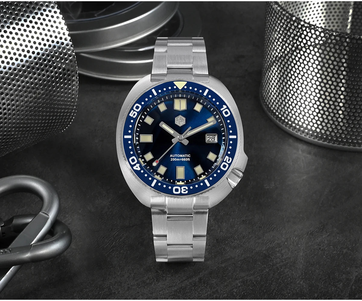 San Martin Turtle Men Diver Watch 44mm NH35 Automatic Mechanical Wristwatch Sapphire Waterproof 200m Luminous Relojes SN0047